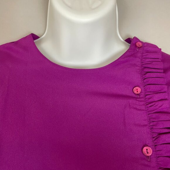 Vintage Blouse Unique Button-Up Long Sleeves Retro Secretary Cropped Sleeves - Picture 3 of 11